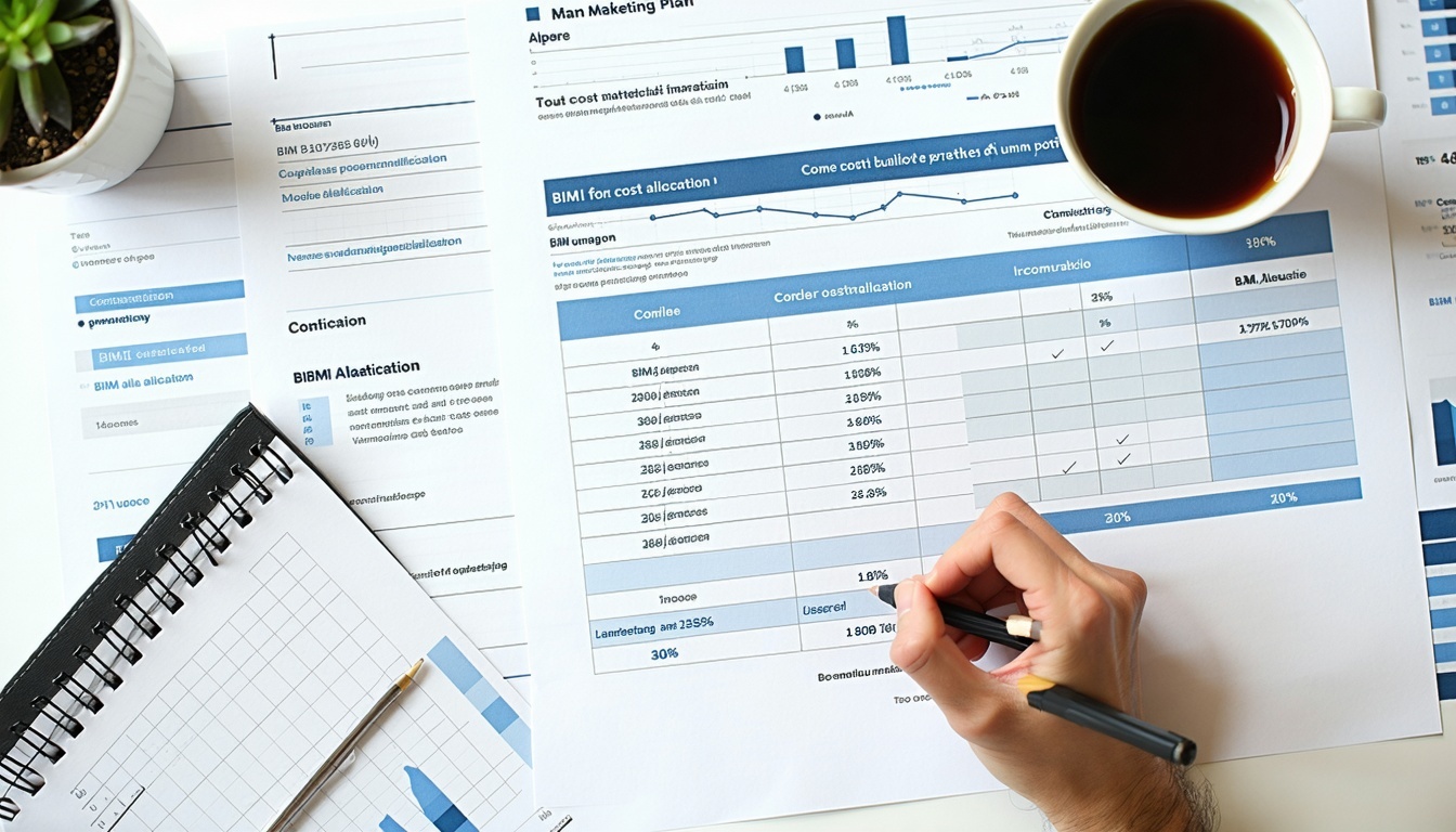 Een marketingplan op tafel met BIMI kostentoewijzing-1