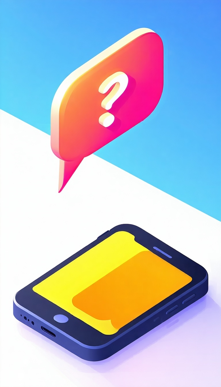 Een mobiele telefoon met een grote chatbel boven de telefoon met een vraagteken Gebruik levendige kleuren-Apr-24-2025-09-57-53-0038-AM